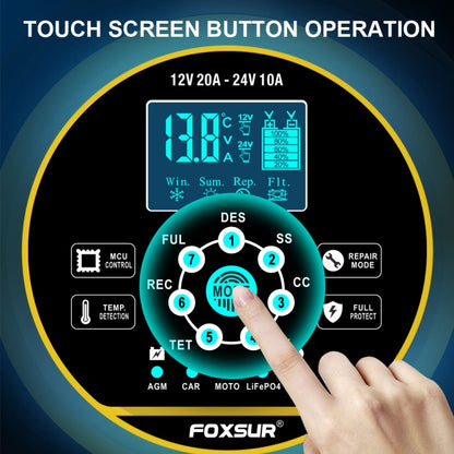 FOXSUR 20A 12V 24V Car / Motorcycle Smart Battery Charger, Plug Type:US Plug(Yellow) - Battery Charger by FOXSUR | Online Shopping South Africa | PMC Jewellery | Buy Now Pay Later Mobicred