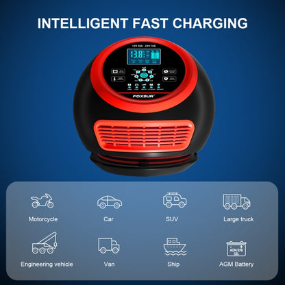 FOXSUR 20A 12V 24V Car / Motorcycle Smart Battery Charger, Plug Type:UK Plug(Red) - Battery Charger by FOXSUR | Online Shopping South Africa | PMC Jewellery | Buy Now Pay Later Mobicred