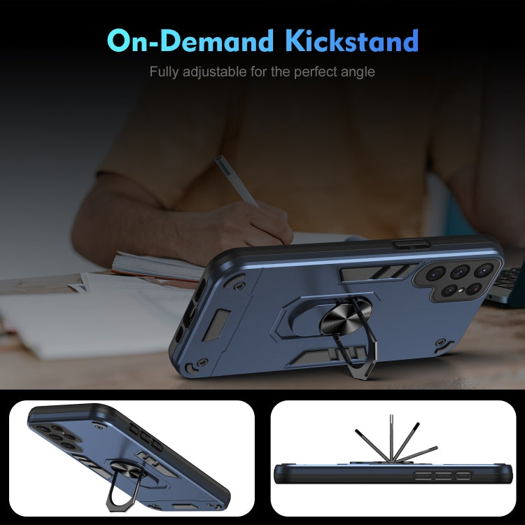 For Samsung Galaxy S23 Ultra 5G Shockproof Metal Ring Holder Phone Case(Blue) - Galaxy S23 Ultra 5G Cases by PMC TechLife | Online Shopping South Africa | PMC TechLife