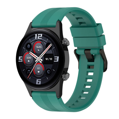 For Honor Watch GS 4 Striped Stainless Steel Buckle Silicone Watch Band(Pine Green) - Watch Bands by PMC Jewellery | Online Shopping South Africa | PMC Jewellery