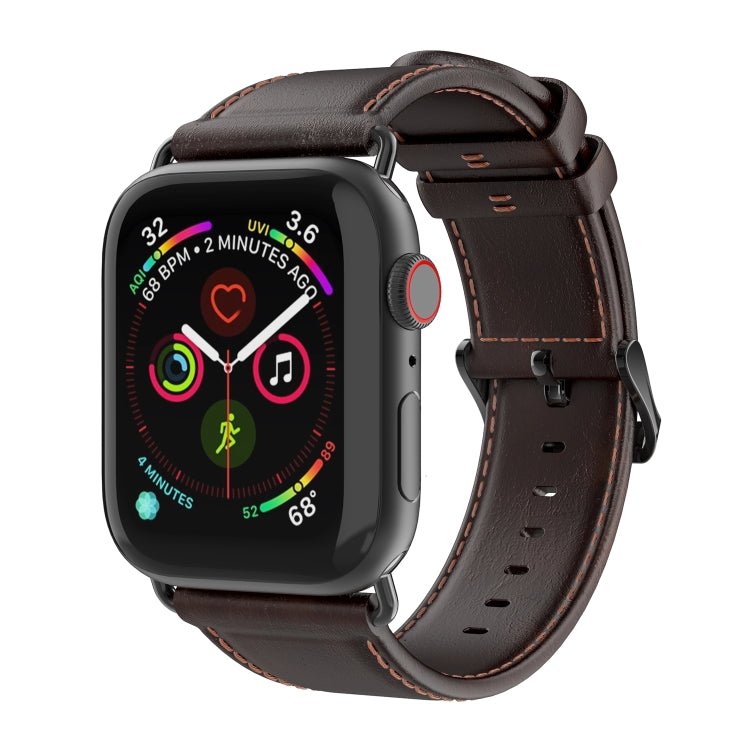 For Apple Watch Series 9 41mm DUX DUCIS Business Genuine Leather Watch Strap(Coffee) - Watch Bands by DUX DUCIS | Online Shopping South Africa | PMC TechLife | Buy Now Pay Later Mobicred