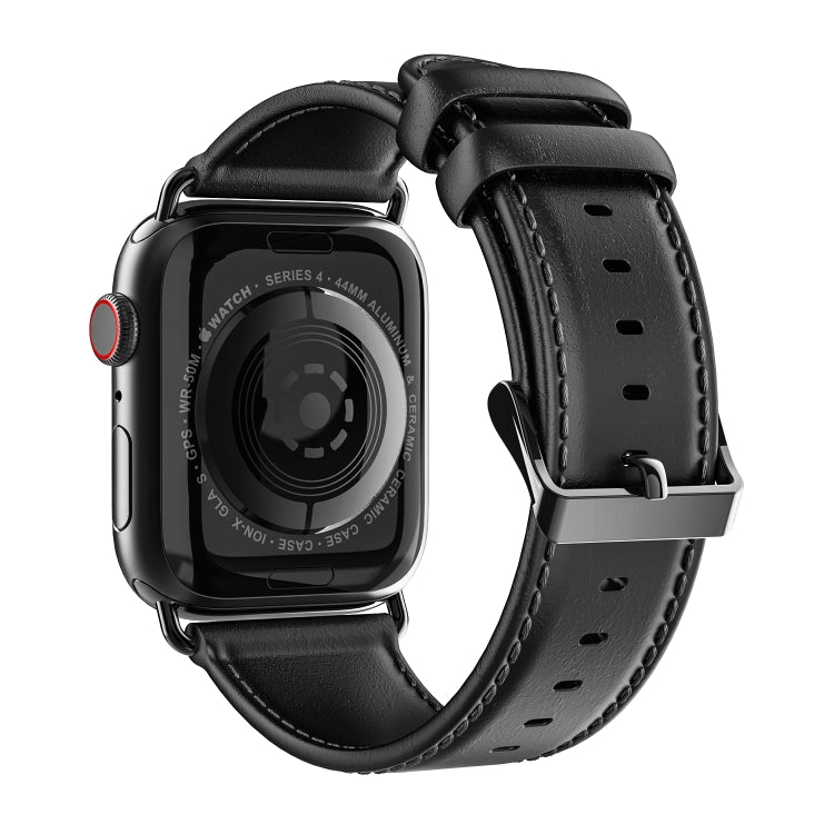 For Apple Watch Ultra 49mm DUX DUCIS Business Genuine Leather Watch Strap(Black) - Watch Bands by DUX DUCIS | Online Shopping South Africa | PMC Jewellery | Buy Now Pay Later Mobicred