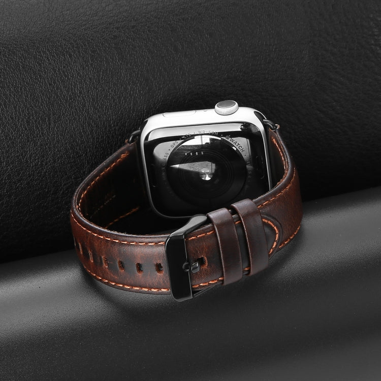 For Apple Watch Series 8 41mm DUX DUCIS Business Genuine Leather Watch Strap(Coffee) - Watch Bands by DUX DUCIS | Online Shopping South Africa | PMC TechLife | Buy Now Pay Later Mobicred