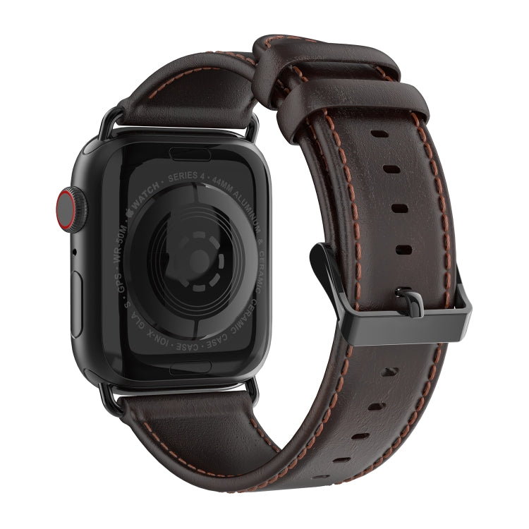 For Apple Watch SE 40mm DUX DUCIS Business Genuine Leather Watch Strap(Coffee) - Watch Bands by DUX DUCIS | Online Shopping South Africa | PMC TechLife | Buy Now Pay Later Mobicred