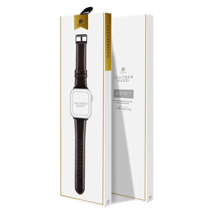 For Apple Watch SE 40mm DUX DUCIS Business Genuine Leather Watch Strap(Coffee) - Watch Bands by DUX DUCIS | Online Shopping South Africa | PMC TechLife | Buy Now Pay Later Mobicred