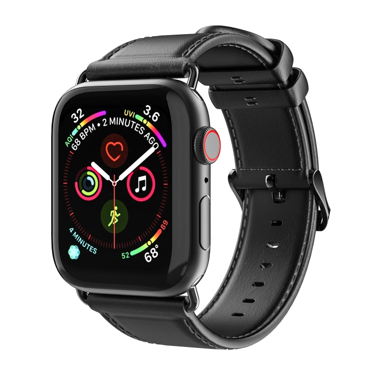For Apple Watch Series 2 42mm DUX DUCIS Business Genuine Leather Watch Strap(Black) - Watch Bands by DUX DUCIS | Online Shopping South Africa | PMC TechLife | Buy Now Pay Later Mobicred
