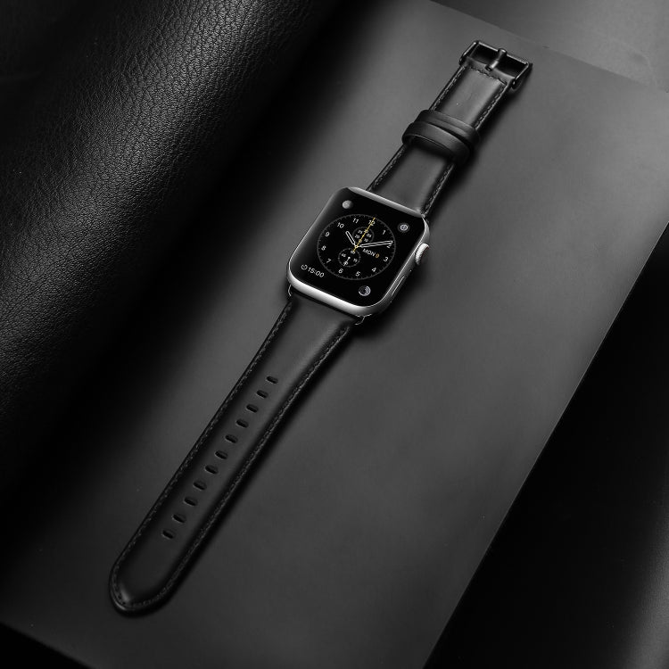 For Apple Watch 38mm DUX DUCIS Business Genuine Leather Watch Strap(Black) - free shipping - PMC TechLife - Order now!