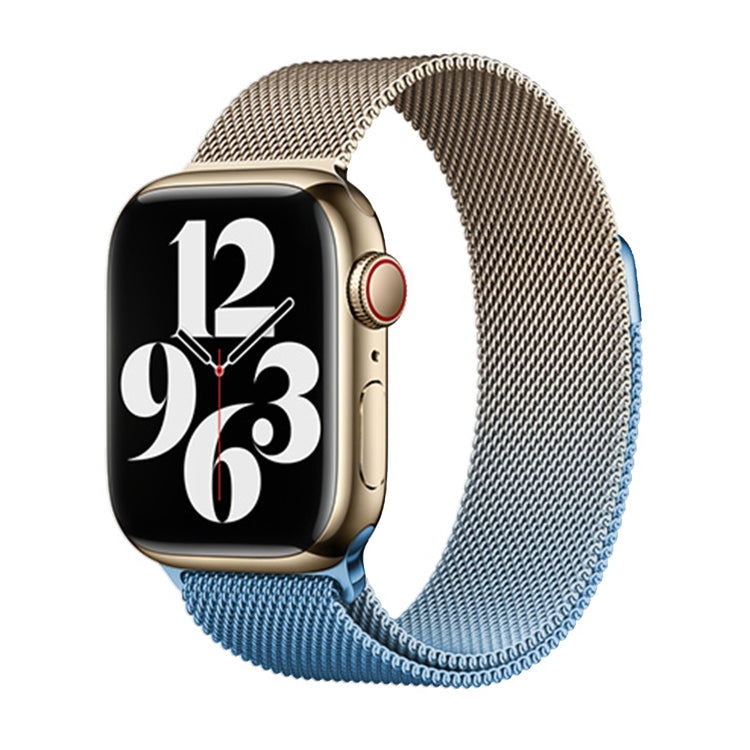 For Apple Watch SE 2023 44mm Milan Gradient Loop Magnetic Buckle Watch Band(Gold Blue) - Watch Bands by PMC Jewellery | Online Shopping South Africa | PMC Jewellery