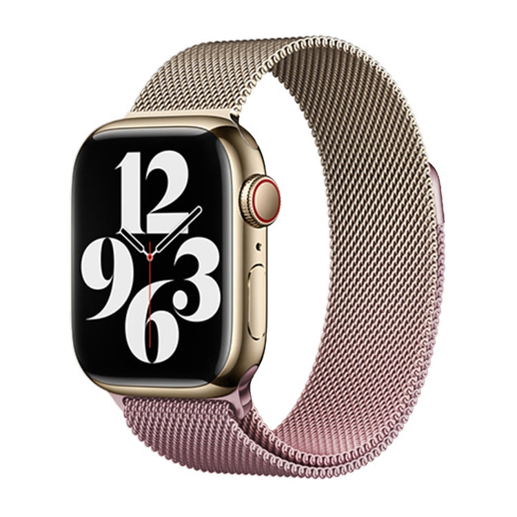 For Apple Watch Series 8 41mm Milan Gradient Loop Magnetic Buckle Watch Band(Gold Light Pink) - Watch Bands by PMC TechLife | Online Shopping South Africa | PMC TechLife