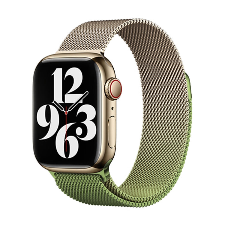 For Apple Watch Series 7 41mm Milan Gradient Loop Magnetic Buckle Watch Band(Gold Green) - Watch Bands by PMC Jewellery | Online Shopping South Africa | PMC Jewellery