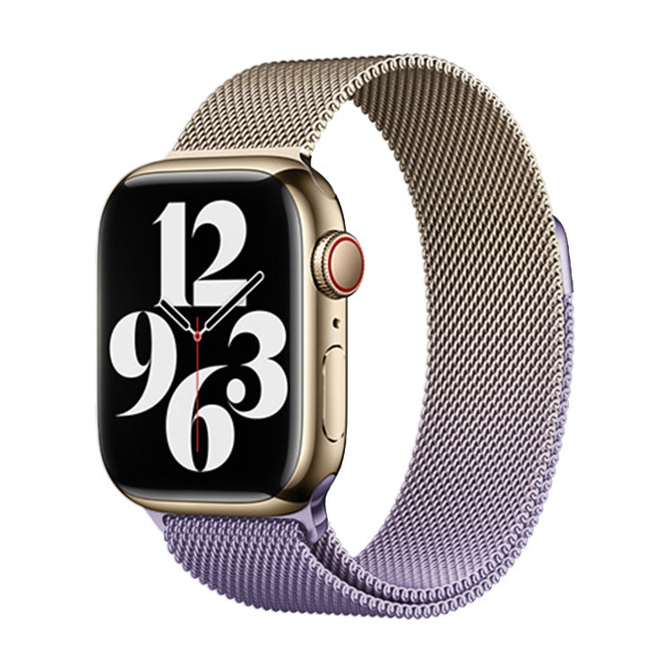 For Apple Watch Series 3 38mm Milan Gradient Loop Magnetic Buckle Watch Band(Gold Lavender) - Watch Bands by PMC Jewellery | Online Shopping South Africa | PMC Jewellery