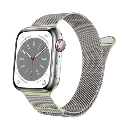 For Apple Watch Series 7 45mm Two Color Milanese Loop Magnetic Watch Band(Starlight Green) - Watch Bands by PMC Jewellery | Online Shopping South Africa | PMC Jewellery