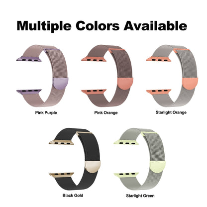 For Apple Watch Series 8 45mm Two Color Milanese Loop Magnetic Watch Band(Starlight Orange) - Watch Bands by PMC Jewellery | Online Shopping South Africa | PMC Jewellery