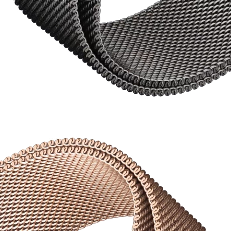 For Apple Watch Series 2 42mm Two Color Milanese Loop Magnetic Watch Band(Black Gold) - Watch Bands by PMC Jewellery | Online Shopping South Africa | PMC Jewellery