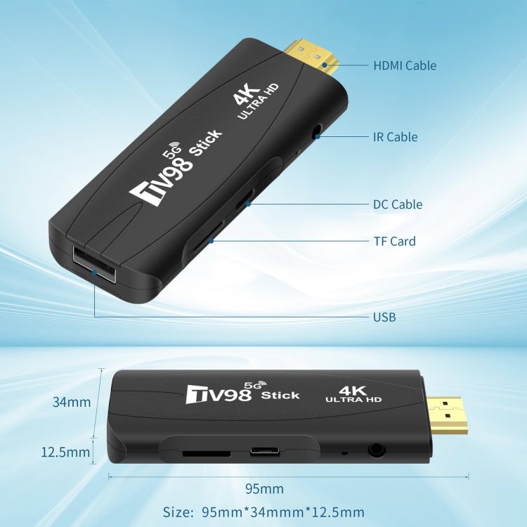 TV98 Rockchip 3228A Quad Core 4K HD Bluetooth Android TV Stick, RAM:2GB+16GB(US Plug) - Android TV Sticks by PMC TechLife | Online Shopping South Africa | PMC TechLife | Buy Now Pay Later Mobicred