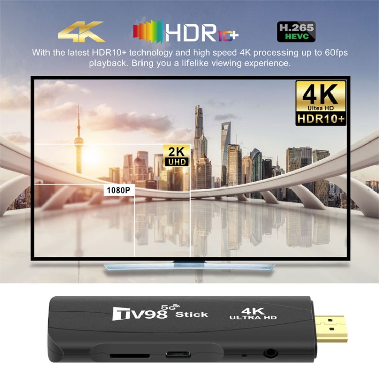 TV98 Rockchip 3228A Quad Core 4K HD Bluetooth Android TV Stick, RAM:2GB+16GB(US Plug) - Android TV Sticks by PMC TechLife | Online Shopping South Africa | PMC TechLife | Buy Now Pay Later Mobicred