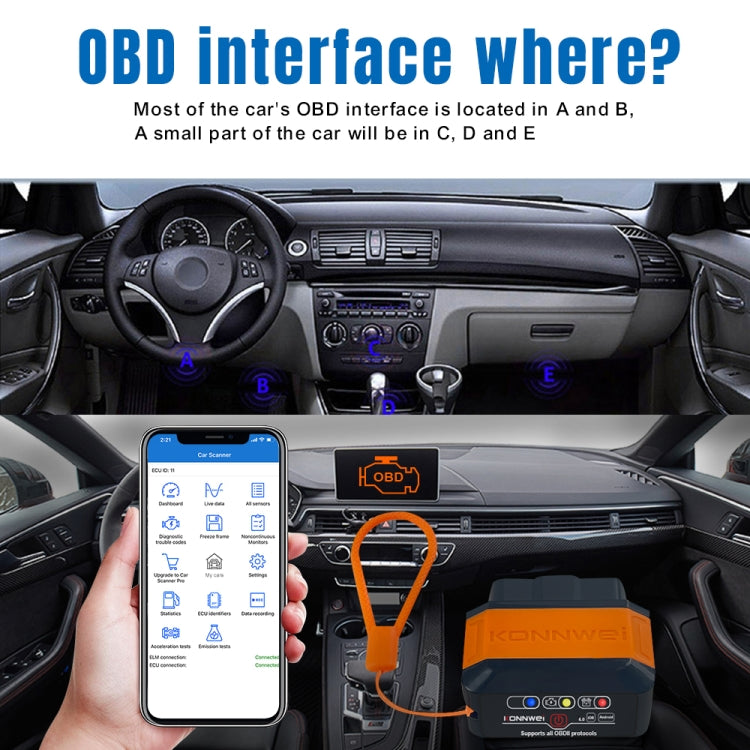 KONNWEI KW906 Bluetooth 5.0 Car OBD2 Scanner Support Android & iOS(Black) - Code Readers & Scan Tools by KONNWEI | Online Shopping South Africa | PMC Jewellery | Buy Now Pay Later Mobicred