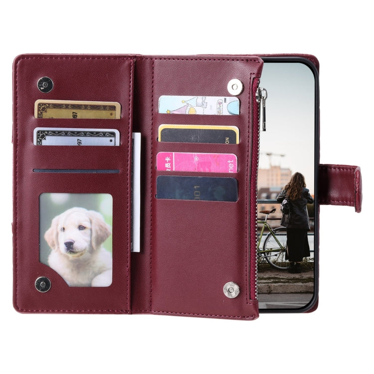 For Google Pixel 7 5G Glitter Lattice Zipper Wallet Leather Phone Case(Wine Red) - Google Cases by PMC TechLife | Online Shopping South Africa | PMC TechLife | Buy Now Pay Later Mobicred