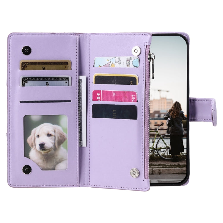 For Google Pixel 7a Glitter Lattice Zipper Wallet Leather Phone Case(Purple) - Google Cases by PMC TechLife | Online Shopping South Africa | PMC TechLife | Buy Now Pay Later Mobicred