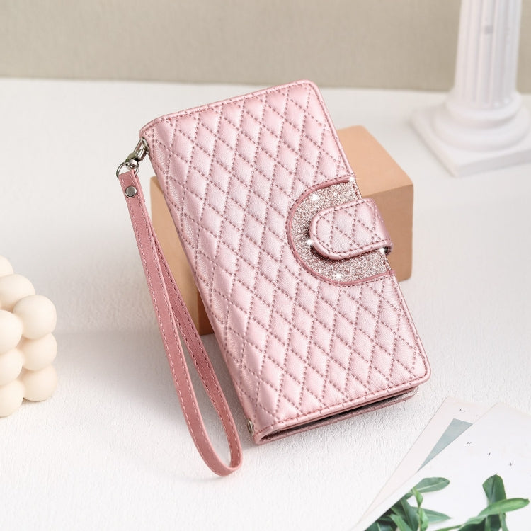 For Google Pixel 7 Pro 5G Glitter Lattice Zipper Wallet Leather Phone Case(Rose Gold) - Google Cases by PMC TechLife | Online Shopping South Africa | PMC TechLife | Buy Now Pay Later Mobicred