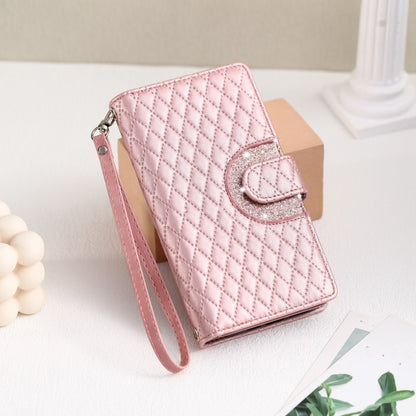 For Google Pixel 7 Pro 5G Glitter Lattice Zipper Wallet Leather Phone Case(Rose Gold) - Google Cases by PMC Jewellery | Online Shopping South Africa | PMC Jewellery | Buy Now Pay Later Mobicred