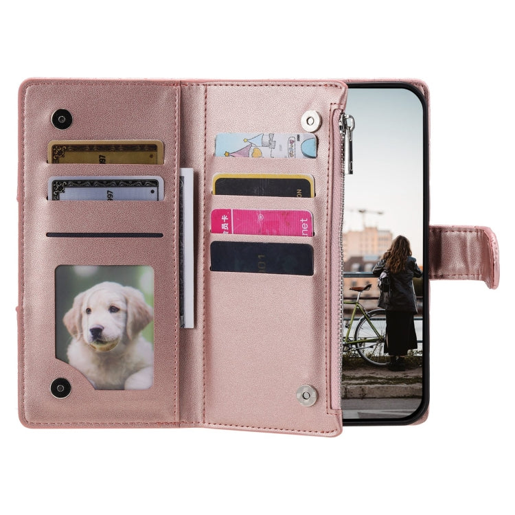 For Google Pixel 7 Pro 5G Glitter Lattice Zipper Wallet Leather Phone Case(Rose Gold) - Google Cases by PMC TechLife | Online Shopping South Africa | PMC TechLife | Buy Now Pay Later Mobicred