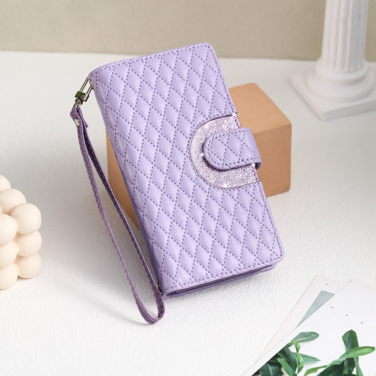 For Google Pixel 8 Pro Glitter Lattice Zipper Wallet Leather Phone Case(Purple) - Google Cases by PMC TechLife | Online Shopping South Africa | PMC TechLife | Buy Now Pay Later Mobicred