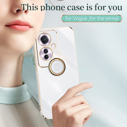 For OPPO Reno11 F XINLI Straight Edge 6D Electroplate TPU Phone Case with Ring Holder(Mint Green) - Reno11 F Cases by XINLI | Online Shopping South Africa | PMC Jewellery | Buy Now Pay Later Mobicred