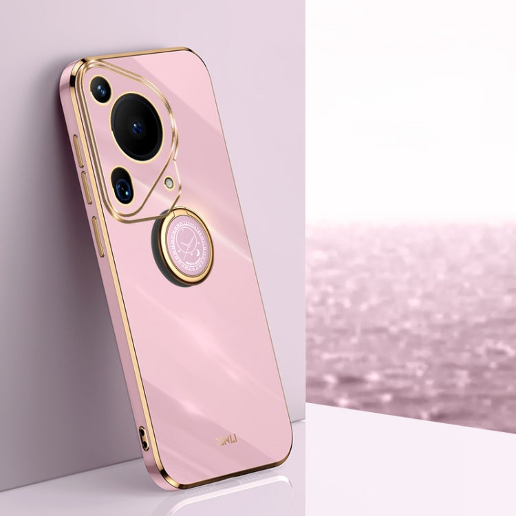 For Huawei Pura 70 Ultra XINLI Straight 6D Plating Gold Edge TPU Shockproof Case with Ring Holder(Cherry Purple) - Huawei Cases by XINLI | Online Shopping South Africa | PMC Jewellery | Buy Now Pay Later Mobicred