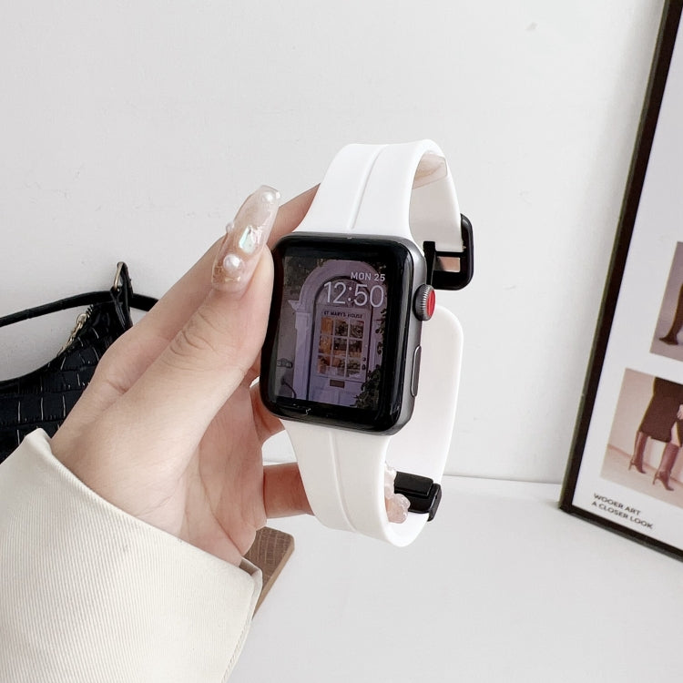 For Apple Watch SE 40mm Magnetic Square Buckle Silicone Watch Band(White) - free shipping - PMC TechLife - Order now!