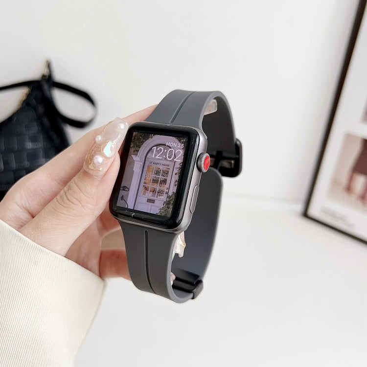 For Apple Watch SE 40mm Magnetic Square Buckle Silicone Watch Band(Dark Grey) - free shipping - PMC TechLife - Order now!