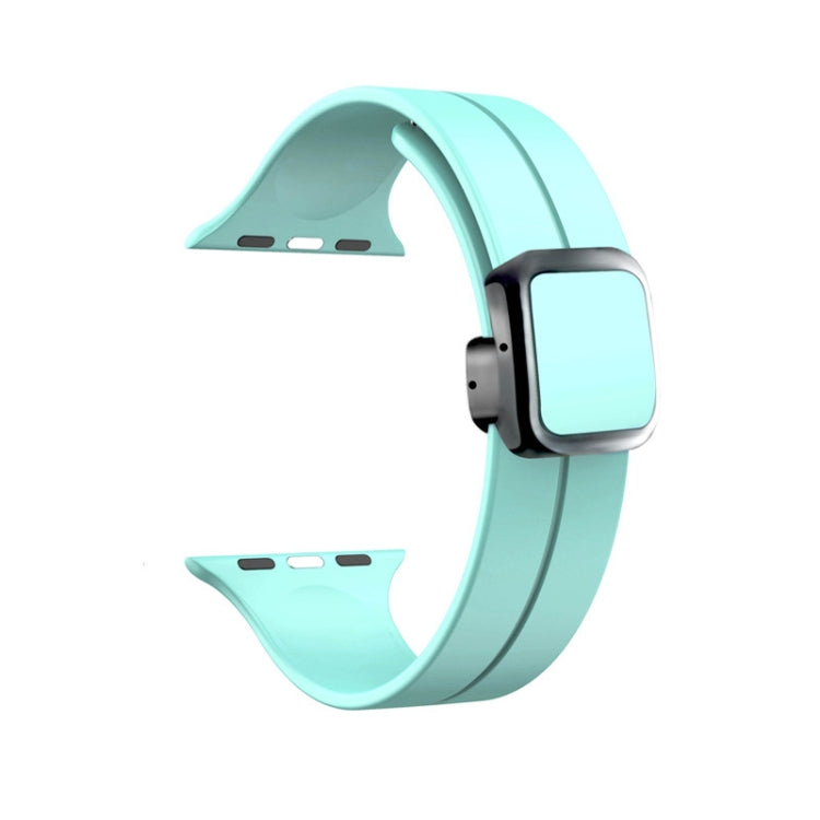 For Apple Watch SE 44mm Magnetic Square Buckle Silicone Watch Band(Sapphire Blue) - Watch Bands by PMC TechLife | Online Shopping South Africa | PMC TechLife