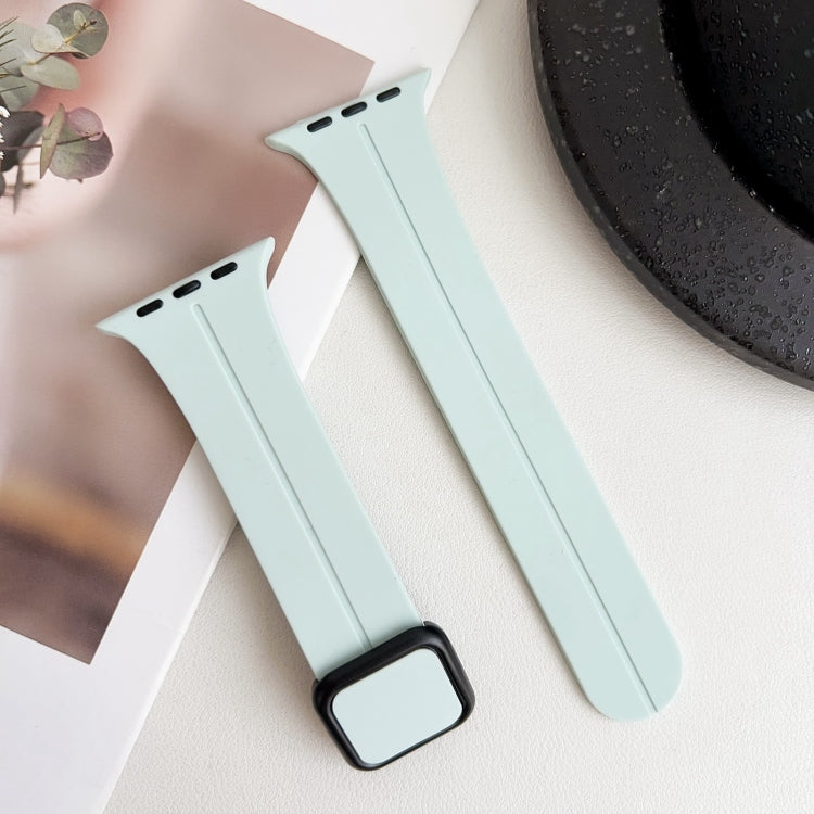 For Apple Watch SE 44mm Magnetic Square Buckle Silicone Watch Band(Sapphire Blue) - Watch Bands by PMC TechLife | Online Shopping South Africa | PMC TechLife