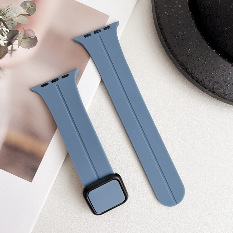 For Apple Watch SE 44mm Magnetic Square Buckle Silicone Watch Band(Blue) - Watch Bands by PMC TechLife | Online Shopping South Africa | PMC TechLife
