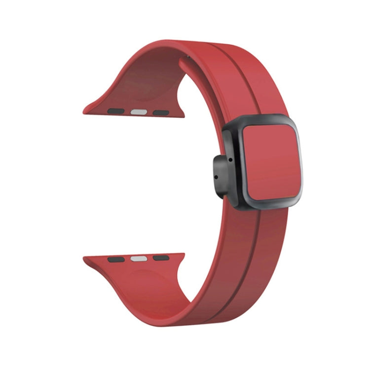 For Apple Watch SE 44mm Magnetic Square Buckle Silicone Watch Band(Red) - free shipping - PMC TechLife - Order now!