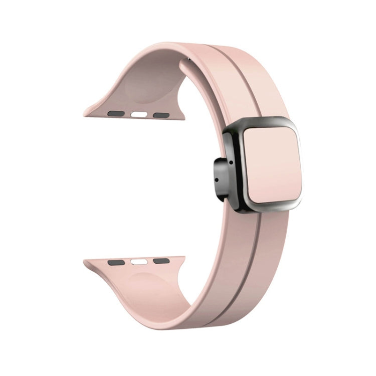 For Apple Watch Series 5 44mm Magnetic Square Buckle Silicone Watch Band(Sand Pink) - Watch Bands by PMC Jewellery | Online Shopping South Africa | PMC Jewellery