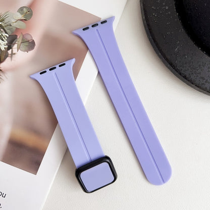 For Apple Watch Series 3 42mm Magnetic Square Buckle Silicone Watch Band(Lilacs Purple) - Watch Bands by PMC Jewellery | Online Shopping South Africa | PMC Jewellery