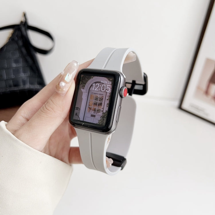 For Apple Watch Series 2 38mm Magnetic Square Buckle Silicone Watch Band(Cloud Gray) - Watch Bands by PMC TechLife | Online Shopping South Africa | PMC TechLife