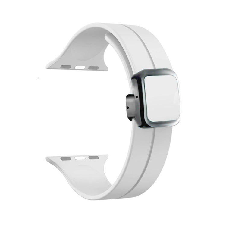 For Apple Watch 42mm Magnetic Square Buckle Silicone Watch Band(White) - Watch Bands by PMC TechLife | Online Shopping South Africa | PMC TechLife