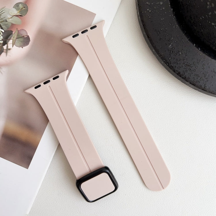 For Apple Watch 42mm Magnetic Square Buckle Silicone Watch Band(Sand Pink) - Watch Bands by PMC TechLife | Online Shopping South Africa | PMC TechLife