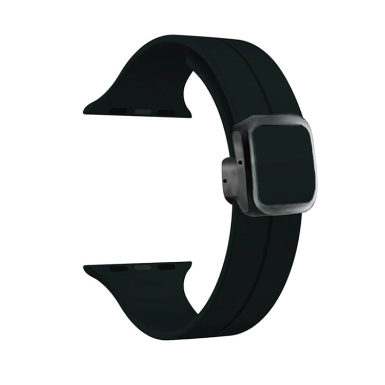 For Apple Watch 42mm Magnetic Square Buckle Silicone Watch Band(Black) - Watch Bands by PMC TechLife | Online Shopping South Africa | PMC TechLife