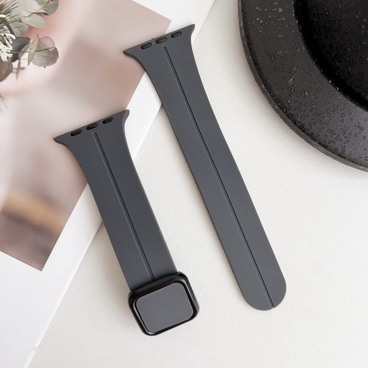 For Apple Watch 42mm Magnetic Square Buckle Silicone Watch Band(Dark Grey) - Watch Bands by PMC TechLife | Online Shopping South Africa | PMC TechLife