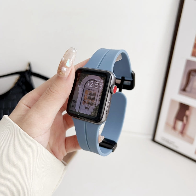For Apple Watch 38mm Magnetic Square Buckle Silicone Watch Band(Blue) - Watch Bands by PMC TechLife | Online Shopping South Africa | PMC TechLife