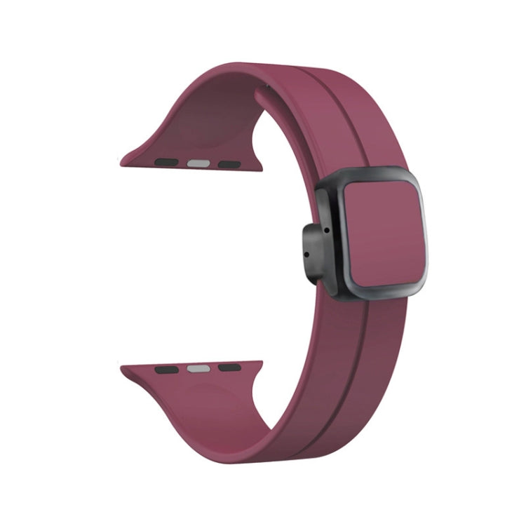 For Apple Watch 38mm Magnetic Square Buckle Silicone Watch Band(Wine Red) - Watch Bands by PMC TechLife | Online Shopping South Africa | PMC TechLife