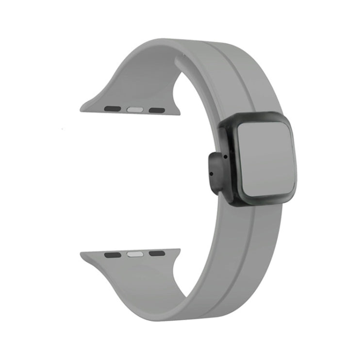 For Apple Watch 38mm Magnetic Square Buckle Silicone Watch Band(Cloud Gray) - Watch Bands by PMC TechLife | Online Shopping South Africa | PMC TechLife