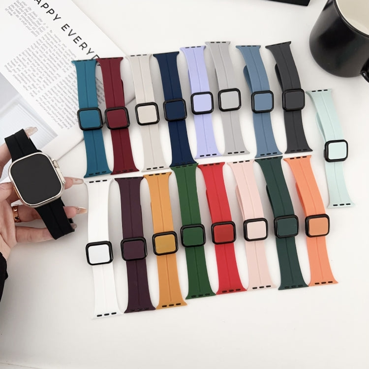 For Apple Watch 42mm Magnetic Square Buckle Silicone Watch Band(Red) - Watch Bands by PMC TechLife | Online Shopping South Africa | PMC TechLife