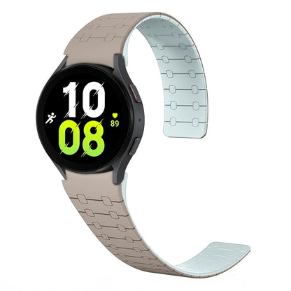 For Samsung Galaxy Watch 6 / 5 / 4 Two Color Loop Magnetic Silicone Watch Band(Khaki+Light Green) - Watch Bands by PMC Jewellery | Online Shopping South Africa | PMC Jewellery