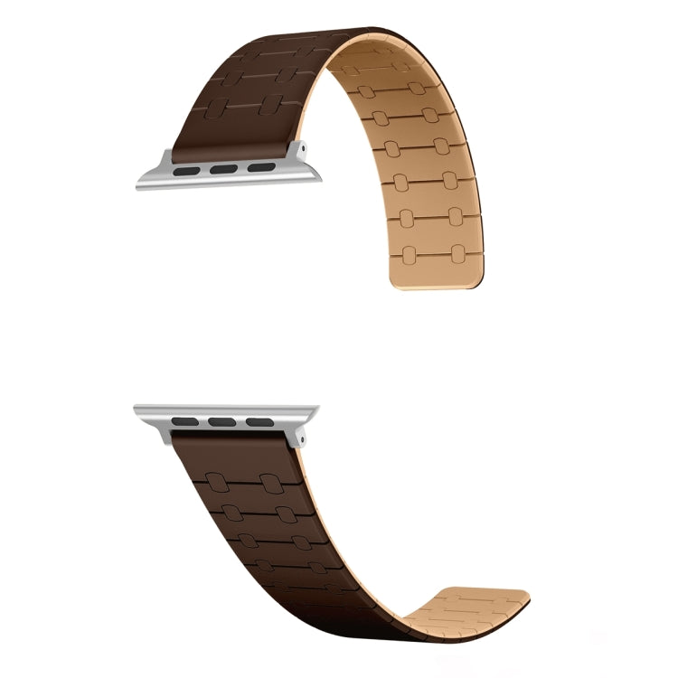 For Apple Watch Series 9 41mm Two Color Loop Magnetic Silicone Watch Band(Dark Brown+Light Brown) - Watch Bands by PMC TechLife | Online Shopping South Africa | PMC TechLife