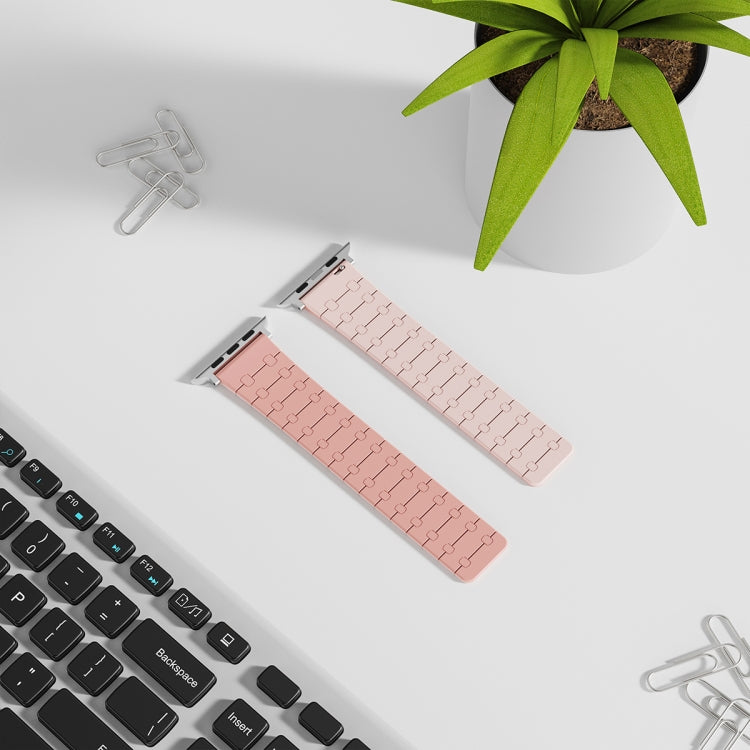 For Apple Watch Series 7 41mm Two Color Loop Magnetic Silicone Watch Band(Peach+Light Pink) - Watch Bands by PMC TechLife | Online Shopping South Africa | PMC TechLife