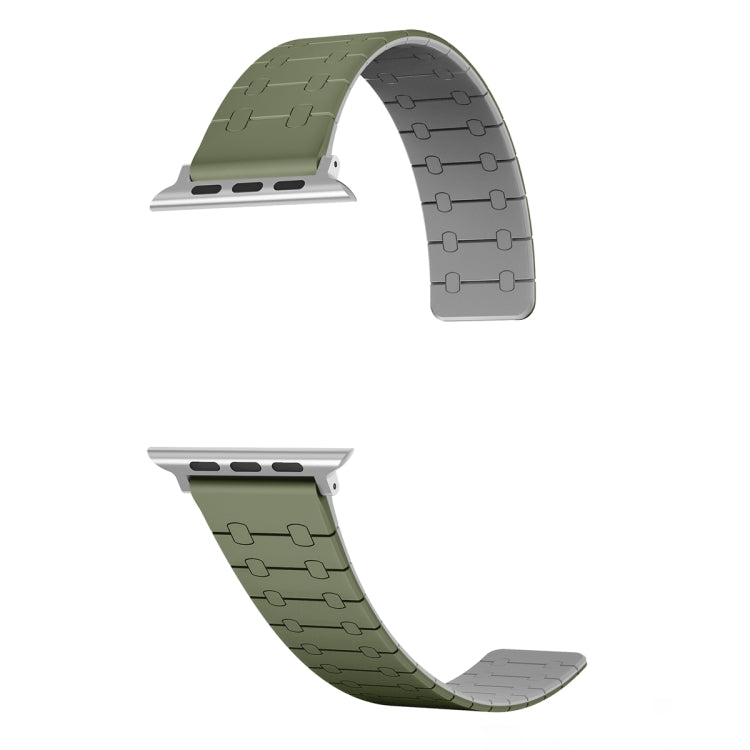 For Apple Watch SE 44mm Two Color Loop Magnetic Silicone Watch Band(Green+Grey) - free shipping - PMC TechLife - Order now!